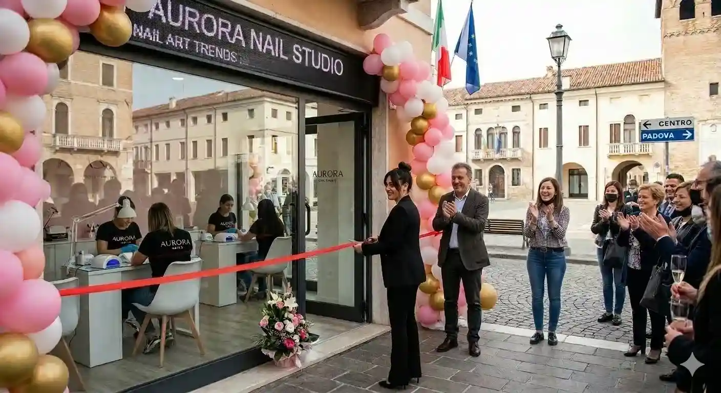 Aprire un nail center in Italia: vetrina di un salone unghie professionale in centro città